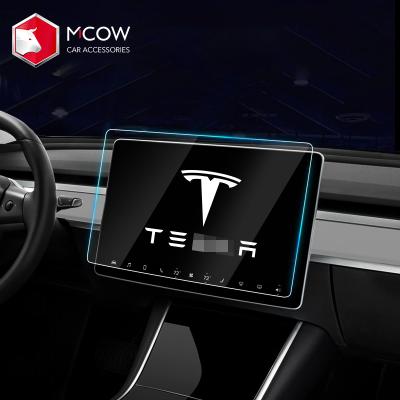 China Best Eco-friendly 9H Milo Tempered Glass Car Navigation Screen Protector Used For Tesla Model Y Center Control Touch Screen Protector for sale