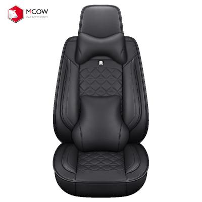 China Brief & Single Color Mcow PU Leather Car Seat Cover Fitting For >95% Car Model, Universal Size Seat Covers For Car for sale