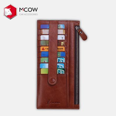 China Fashion Women Men Cowhide Genuine Leather Card Holder Minimalist Slim Safe Protected Wallet for sale