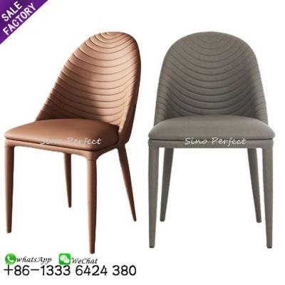 China Other Elegant Luxury Nordic Style Gray Dining Chairs Leather Upholstered Modern Contemporary Design for sale