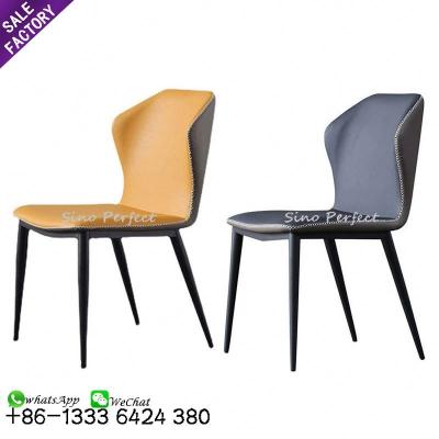 China Customizable High Quality Leather Home Leisure Leg Metal Metal Gray Dining Chairs Other Cafe Customizable for sale