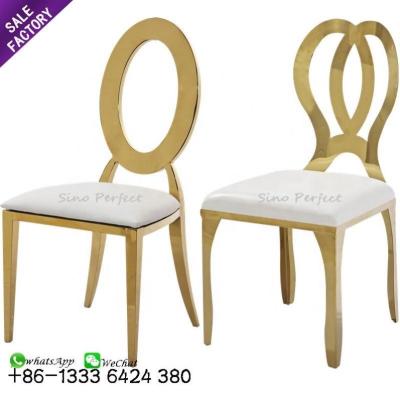 China (Other)Adjustable Good Selling Stainless Steel Gold Round Back Rim Stacking Leather Wedding Dining Chairs For Event for sale