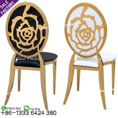 China Contemporary Hotel Event Furniture Gold Stainless Steel Wedding Chair For Restaurant Banquet With Round Back for sale