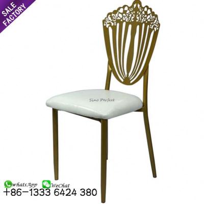 China Modern Silver Gold Metal Round Back Sale Wedding Chaise Lounges Banquet Chairs For Party for sale