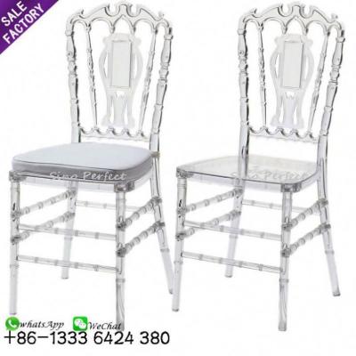 China Stackable stock resin phoenix chivari acrylic crystal clear outdoor wedding chairs for sale