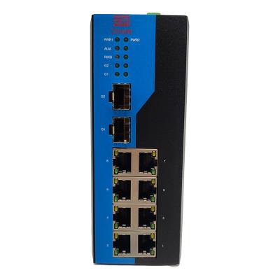 China Compact Industrial Managed Ethernet Switch 8 Port 100M With 2 1000M SFP Slots for sale