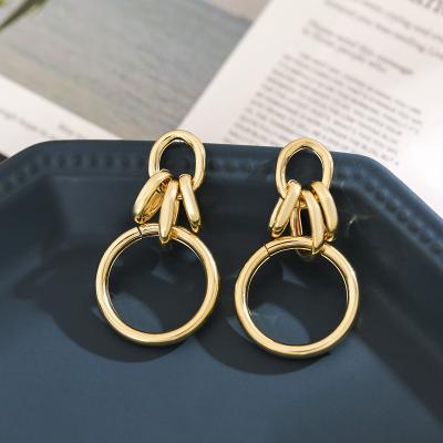 China Hot Selling High Quality Fashionable Gold Plated Knot Drop Stud Earrings Set For Women Metal Knot Circle Dangle Earrings Set for sale