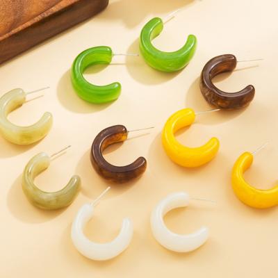 China Wholesale Custom Funky Cute Cool Fancy Women Girls High Quality Logo Acrylic Resin Cuff Stud Cuff Crystal Huggie Earrings for sale