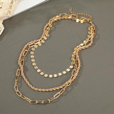 China 2022 Wholesale High Quality Multilayer Chain Necklace For Women Fashionable Multilayer Gold Snake Chain Choker Necklace for sale