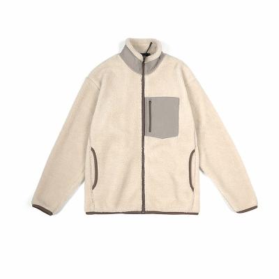 China Custom Collar Double-sidedStand Polyester Jacket Mens Fleece Sustainable Fabric Zipper Winter Coat Solid Outerwear Jacket for sale