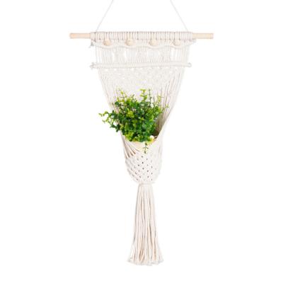 China Home Improvement High Quality Environmentally Friendly Cotton Rope Hanging Basket for Home and Garden Decoration Dry Flower Design Basket for sale