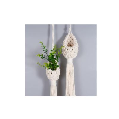 China Applicable to a variety of scenarios hand-woven net blue hanging net hanging plants hanging on the walls indoor and outdoor hanging flower pot net for sale