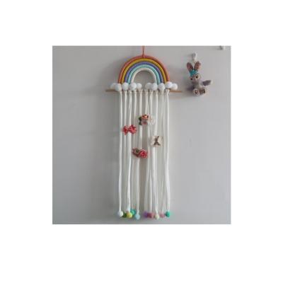 China Hot Sale Minimalist Rainbow Hairpin Storage With Kids Room Wall Decoration Woven Rainbow Tiara Finishing Holder for sale