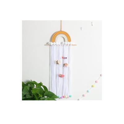 China Nordic Minimalist INS Hair Bulb Storage Wall Decoration In Children's Room Rainbow Tiara Woven Finish Rack for sale