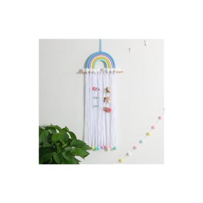 China High Quality Minimalist Hair Bulb Storage With Kids Room Wall Decoration Woven Handmade Rainbow Tiara Finish Stand for sale