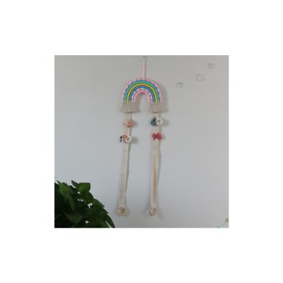 China Minimalist Home Children's Room Decoration Lace Up Woven Hanging Rainbow Baby Room Storage Pendant for sale