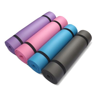 China Hot Selling Non-slip Fitness Mat For Yoga Exercise Beginner Anti-tear Mat With Carrying Strap Non-slip.waterproof yoga Baishengmei 10mm NBR for sale