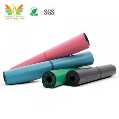 China Yoga Exercises Natural Rubber PU Yoga Mat With Lines PU Yoga Wet-Grip Surface Symmetry Mat for sale