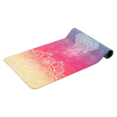 China Sale Non Slip Custom Printed Eco Friendly Non Slip Microfiber Suede Natural Rubber Yoga Mat for sale