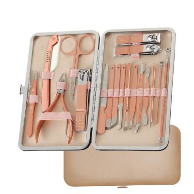 China Fashionable New product ideas 2023 other gold tools supplies nail file clippers pedicure kit -18 pieces manicure set for professionals salon for sale