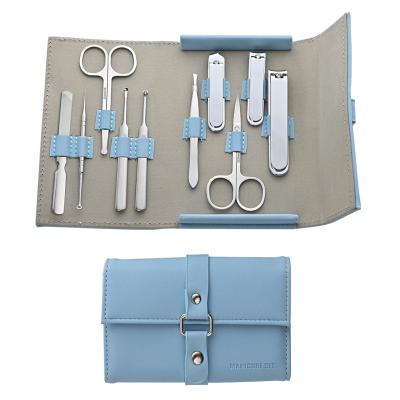 China Attractive design bag 10 PCS wedding gift stainless steel manicure pedicure nail kit professional in color box for sale