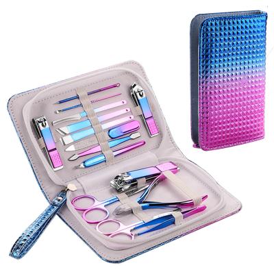 China Shiny gradient color design Valentines day gift 15 pcs 13 pcs tools and accessories manicure set pedicure nail supplies for professionals for sale