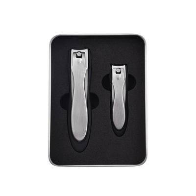 China Ready to ship Top selling products 2023 2 pcs full stainless steel metal nail clippers and nails file set in aluminum box for sale