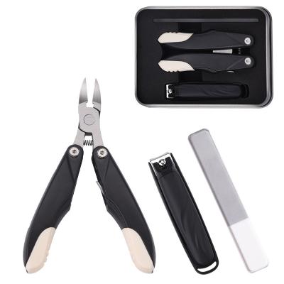 China Easy Apply Hot selling products 2023 3 in 1 cuticle nipper nail clippers glass file manicure pedicure products in aluminum box for sale