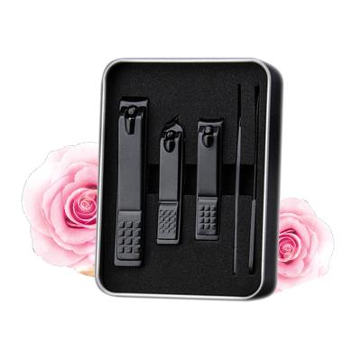 China Easy 5 Pcs black silver pour professionnel tools and salon accessories suppliers nail clipper set in aluminum box for sale