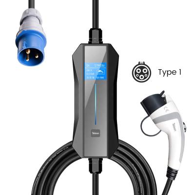 China Teison 16a ev charger maker portable type 1 to ECO plug blue evse j1772 charger TS-PEC-002 for sale