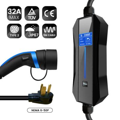 China 32A mode2 - 2 mode portable ev charger type to nema 6-50 socket TS-PEC-002 for sale