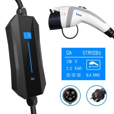 China portable mode2 16A evse charger j1772 type 1 plug ev car charger TS-PEC-002 for sale