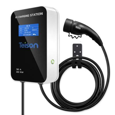 China Teison EVSE Manufacturer 22KW IP65 Wallbox EV charger station with 5m length ev charging cable TS-EVC22-001S for sale