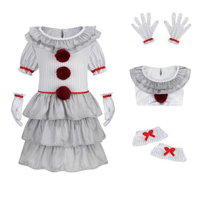 China Clown Polyester Carnevil Costume For Girls Halloween Party Kids Performance Costume for sale