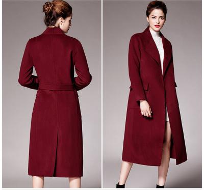 China Ladies High Quality Pattern Breathable Cashmere Double Side Long Sleeves Pocket Woolen Overcoats for sale