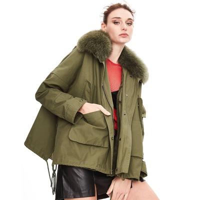 China A/W High Quality Anti-Shrink Detachable Fox Fur Collar New Style Long Sheaths Lace Up Moden Winter Parkas Coat for sale