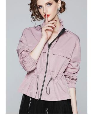 China 2019 Autumn New Arrival Stand Collar Sustainable Long Sleeve Women's Pink Casual Jackets for sale