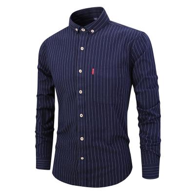 China Anti-pilling 2019 Mens Clothes Turn Down Collar Long Sleeves Cotton Striped Shirt For Business for sale