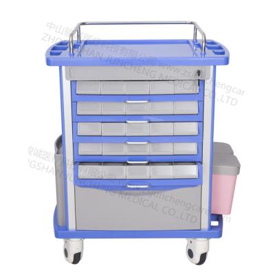 China Hospital Medical Equipment Plastic Emergency Trolley Cart With Drawers And Casters for sale