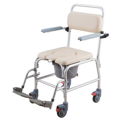 China Anti Aging Folding Aluminum Commode And Shower Commode Chair With PVC Or PU Seat for sale