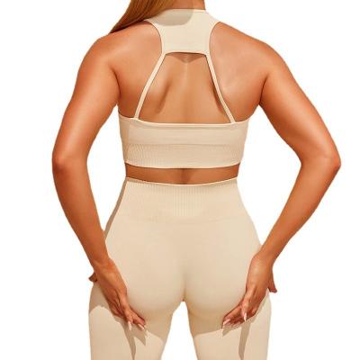 China 2021 new QUICK DRY yoga clothes suits beautiful color sports bra sheer back waist underwear high tight yoga sets for women for sale