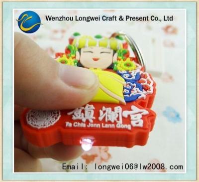 China LED Flashlight Soft PVC Keychain , 2D / 3D Colored PVC Key Ring for sale