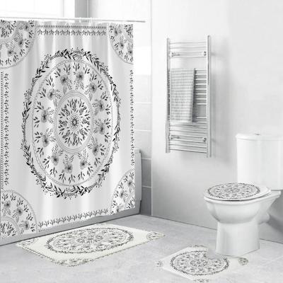 China Sustainable Bohemian Bathroom Shower Curtain Sets 4 Pieces for sale