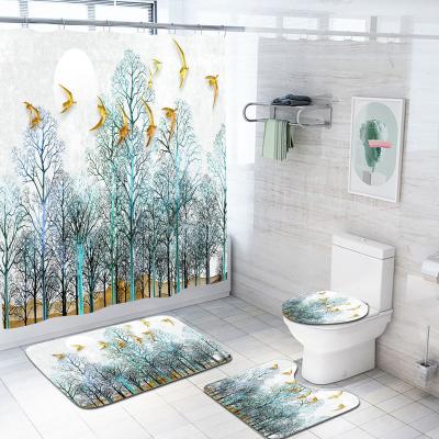 China Sustainable 3D Printed Custom Digital Printing Shower Curtains Sets for sale