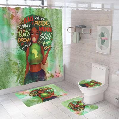 China Sustainable African American Black Girl Shower Curtains Sets for sale