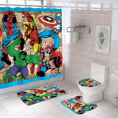 China Viable Boys Anime Characters Heroes Shower Curtain Waterproof for sale