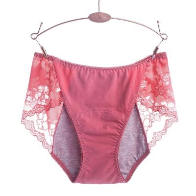 China Hot Sale Antibacterial Women Lace Up 3 Layer Cotton Breathable Leak Proof Period Panties Menstrual Panties Incontinen Underwear for sale