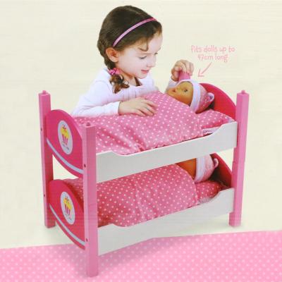 China Educational High Quality Durable Using Various Wooden Pretend Doll Bed Dollhouse Furniture for sale