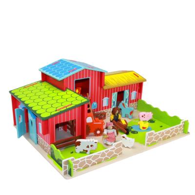 China Farm Cottage Educational Wooden Happy Kids Pretend Doll House Disassembly Children Educational Toys for sale