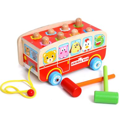 China New Hottest Educational Multifunctional Baby Games Toddler Toys Wooden Bus Shape Toy For Kid Funny for sale